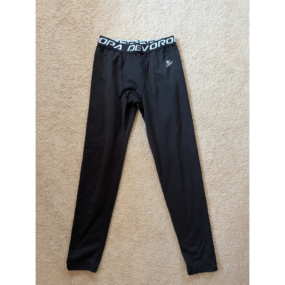 Devoropa Mens Thermal Compression Leggings Black Fleece Lined Tights L